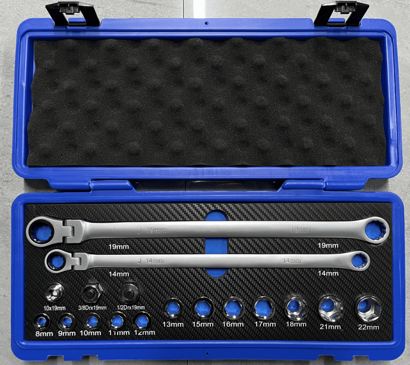 17pcs long double ring ratchet spanner