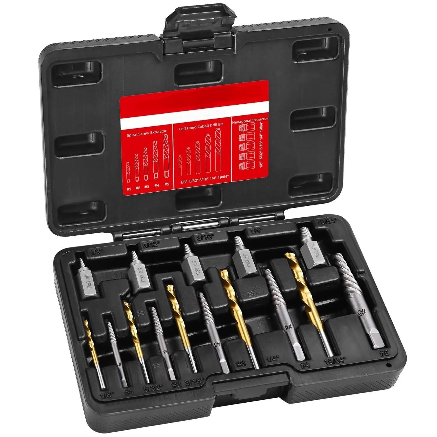 GTYPRO 15pcs screw extractor drill bit set