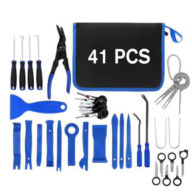 41Pcs Auto Trim & Molding Removal Tool Set , Clip Pliers Fastener Remover Pry Tool Set with Storage Bag for Door Trim Molding Dash Panel