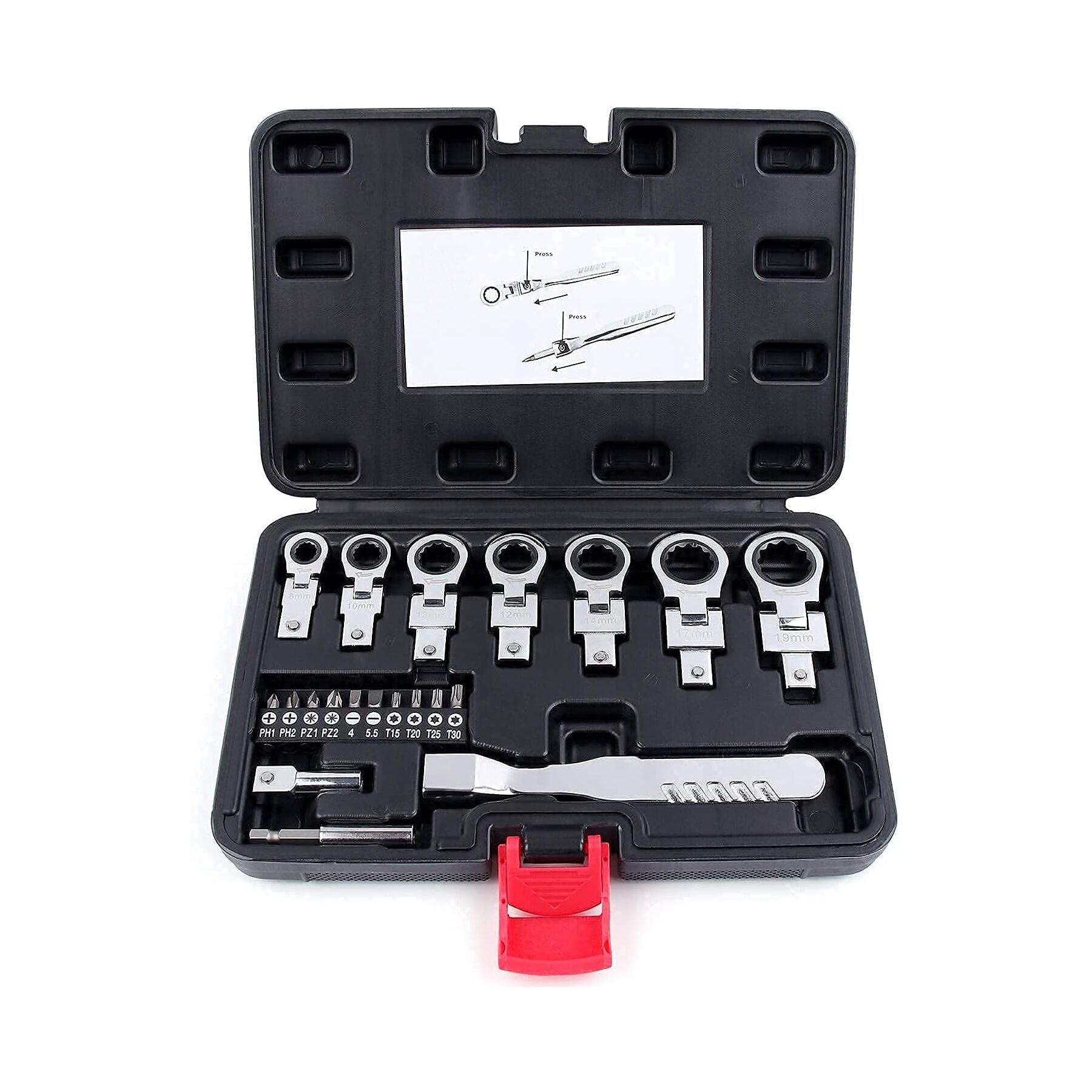 20PCS Flexible Head Ratchet Wrench Set